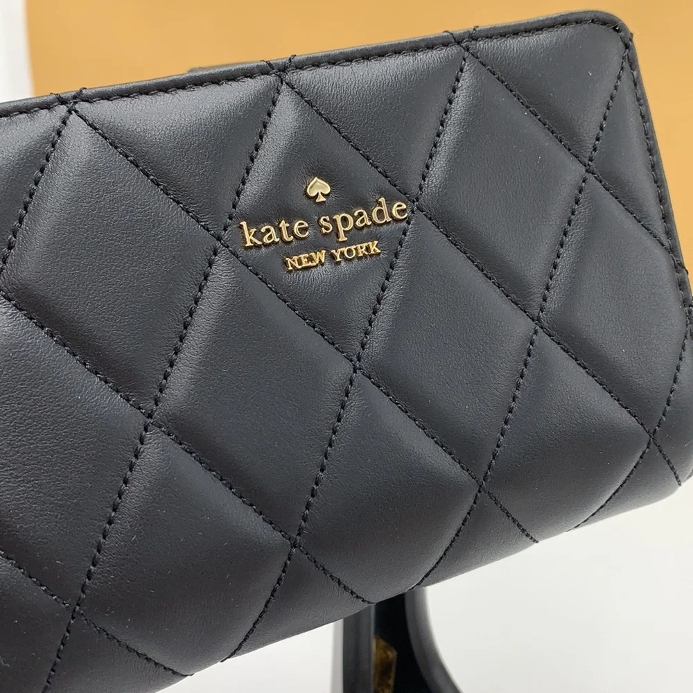 KATE SPADE Carey Medium Compact Bifold Wallet BLACK COLOR - Picture 4 of 14